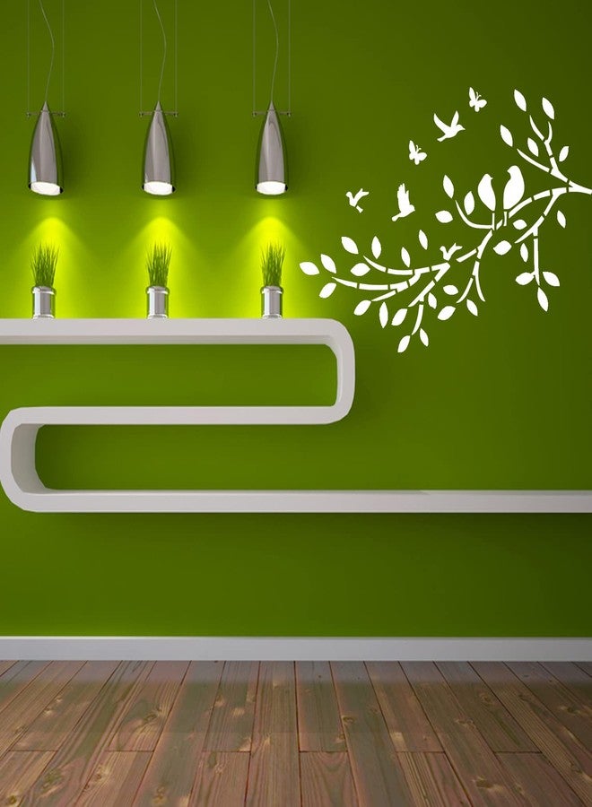 ARandNJ مجموعة قوالب ARandNJ للرسم على الجدران (عبوة واحدة، المقاس: 16 × 24 بوصة) - تصميم طائر محلق مع أغصان - تصميم قابل لإعادة الاستخدام، مناسب لغرف النوم، غرف الأطفال، غرف المعيشة، الاستوديوهات، والمكاتب - Image 2